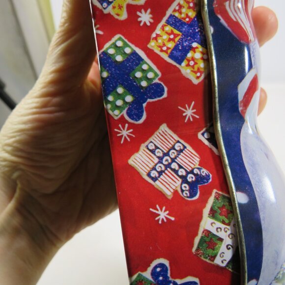 Snowman Shaped Metal Candy Tin, Great Condition, Bright Primary Colors - Picture 4 of 8